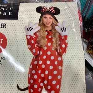 Minnie Mouse Onesie costume with gloves, S/M Like New